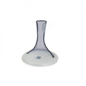 A transparent plastic stand with a wide white base and narrow top, designed for the Transferpette Electronic Pipette Single Channel (up to 1000μL, BrandTech), shown against a white background.