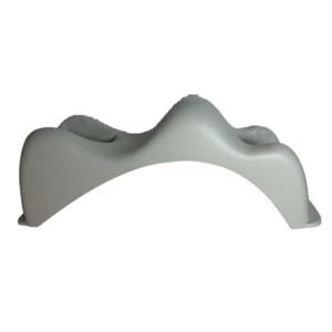 A gray, smooth, curved plastic object with wave-like contours, the FastPette V2 Pipette Controller Bench Stand (Labnet International), is shown on a white background and may serve as a support or ergonomic accessory.