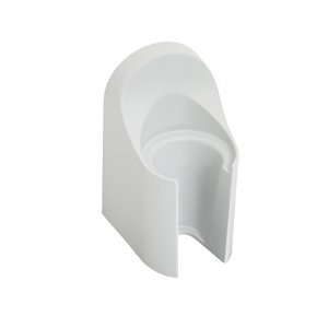 The accu-jet / accu-jet pro Wall Mountable Holder (BrandTech) is a white plastic, wall-mounted holder with an open front and rounded back, designed to support an accu-jet or accu-jet pro shower head or handle.