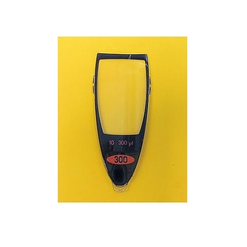A Sartorius Picus / Picus NxT LCD Window manual micropipette (300μL), with a black body and yellow plunger, is shown against a yellow background.