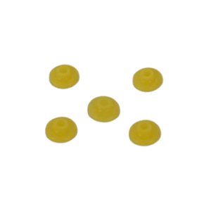 Five Pipetman M/Ultra/Concept Seal U10/C10/P10M rubber washers (5 pack, Gilson) are arranged on a plain white background.