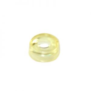A small, translucent yellow plastic ring with a central hole, displayed on a white background; this is a Pipetman Seal Guide for P10G, P10L, 10μL (Gilson).