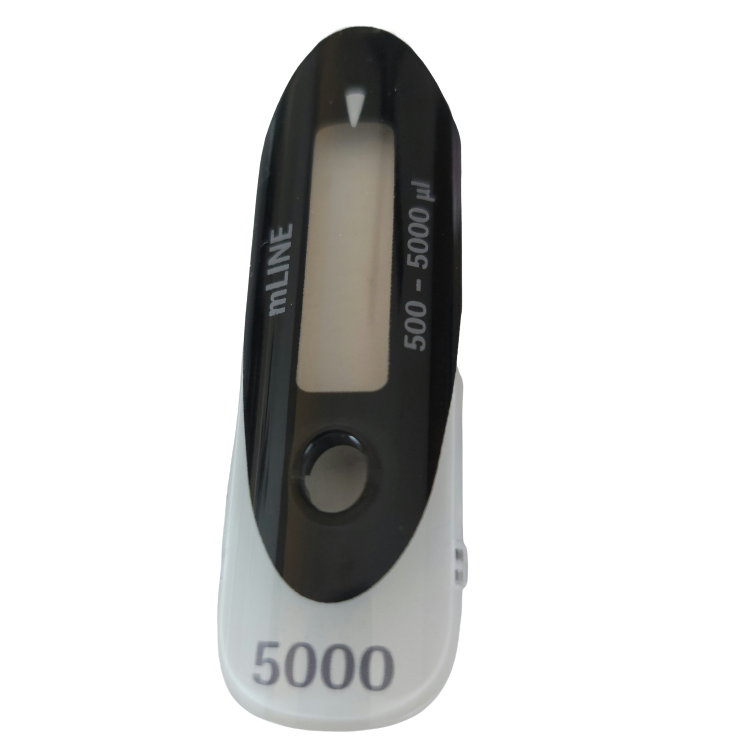 SA LH-726217 A close-up of the Sartorius mLINE Display Window Single Channel pipette, New Style, 500–5000μL, showing the volume settings and "5000" at the base.