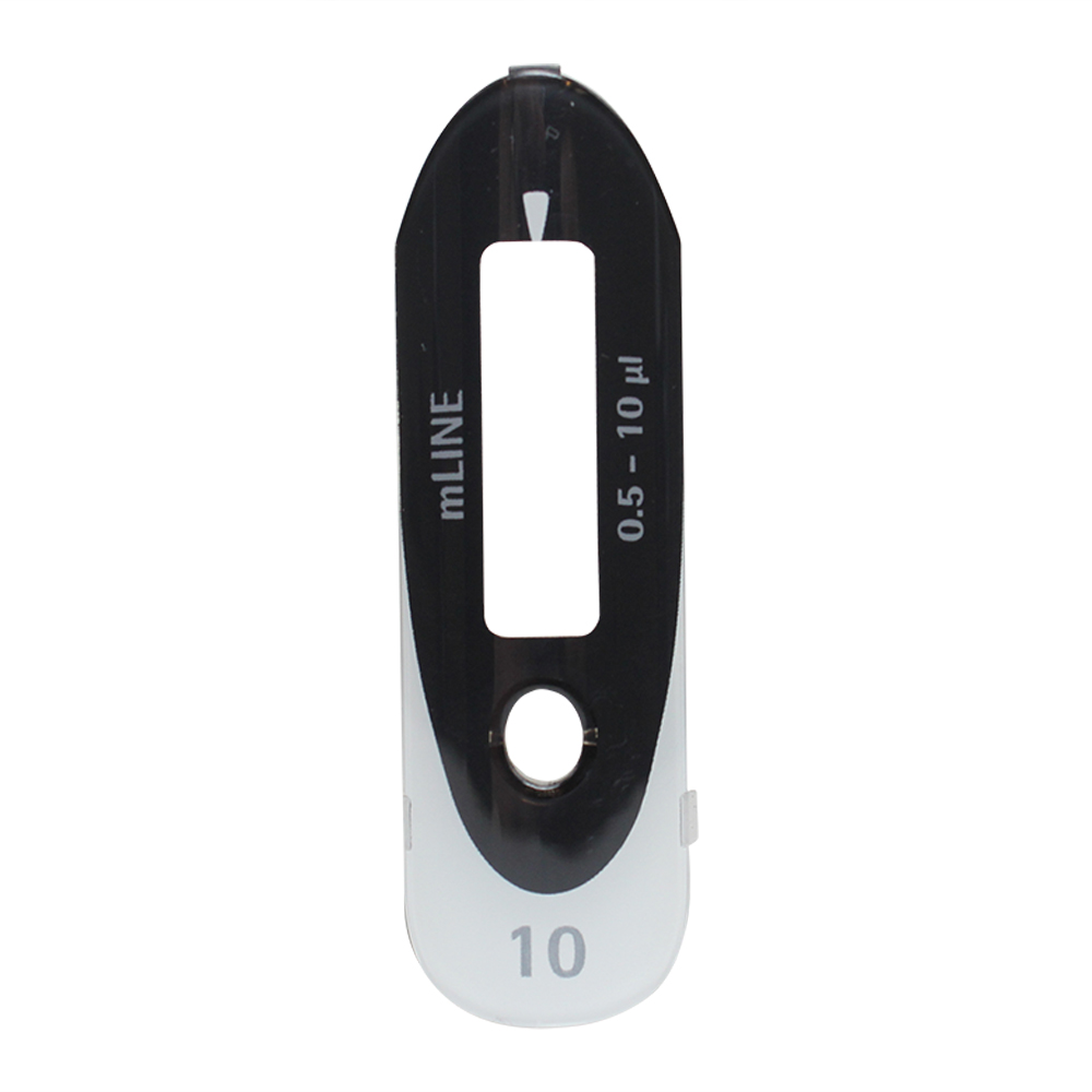 SALH_726212 A Sartorius mLINE Display Window, New Style for Single & Multichannel pipettes, 0.5-10μL range, in black and white with a central volume indicator labeled mLINE and displaying 10 at the bottom.