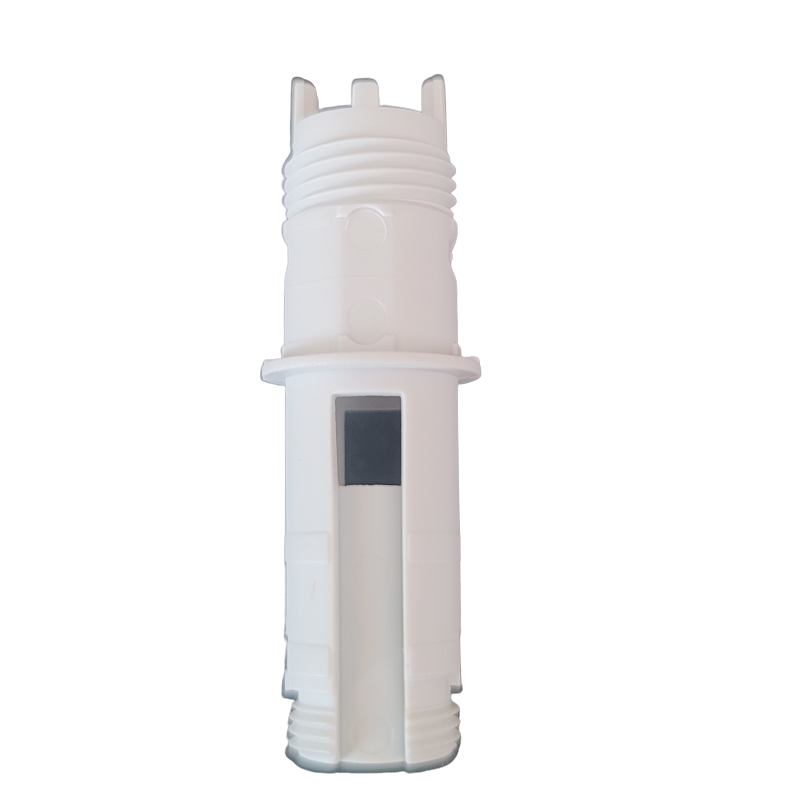 SA_736029_ A white plastic Picus Adapter, Single Channel, 5mL, 10mL (Sartorius), with a rectangular black window and ridged top, is shown against a plain background.