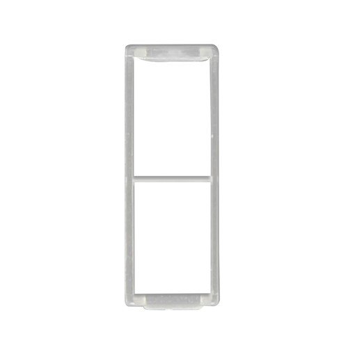 EP22477323 Clear plastic rectangular Reference Window, 2.5μL, 10μL, 20μL (Eppendorf), features two open sections with a central horizontal divider; photographed on a white background.