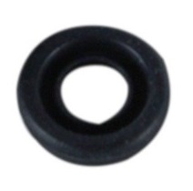 Black rubber lip seal grommet, circular with a central hole, designed for Rainin Pipet-Lite XLS+ single channel 100μL pipettes—ideal for precise sample handling.