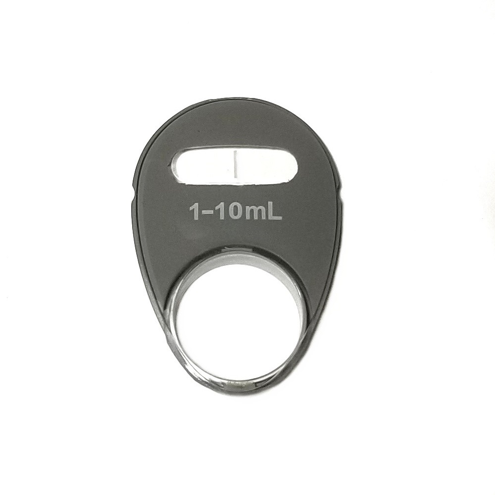 The Reference 2 Window, 10mL (Eppendorf) is a black oval plastic tool with a circular base opening and elongated slot, labeled 1–10mL in white—ideal for Eppendorf pipettes.
