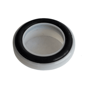 The Nichipet F Teflon Seal and O-ring Set, 1000μL (Nichiryo), features a white circular plastic ring with a black rubber inner band, resembling an O-ring set, shown from above on a plain background.