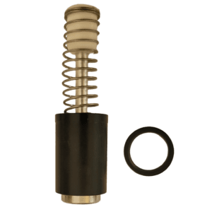 The Pipet-Lite/XLS, XLS+/Pipet-Plus/E-man Piston Assembly for LTS & Trad Shafts (H, L, RL, SH, SL, XLS 2000μL) by Rainin includes a metal spring and plunger in a black housing with a separate black rubber O-ring.