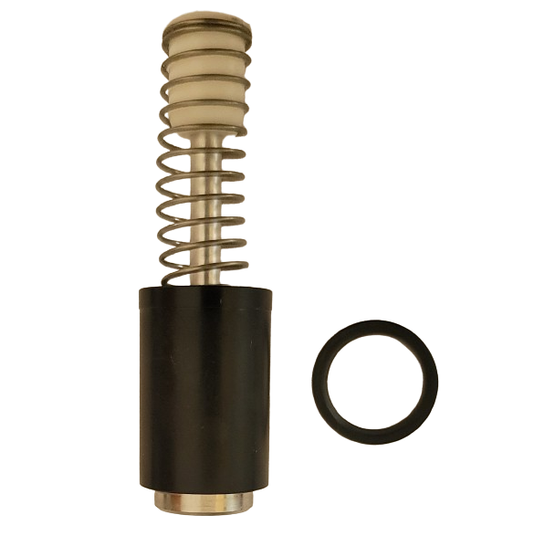 The Pipet-Lite/XLS, XLS+/Pipet-Plus/E-man Piston Assembly for LTS & Trad Shafts (H, L, RL, SH, SL, XLS 2000μL) by Rainin includes a metal spring and plunger in a black housing with a separate black rubber O-ring.