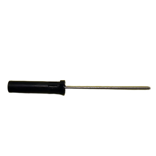 SA_LH-736031 A long, thin metal Sartorius Picus/Picus NxT Actuator Rod for Multichannel 120μL and 300μL pipettes with a black plastic handle, shown isolated on a white background.