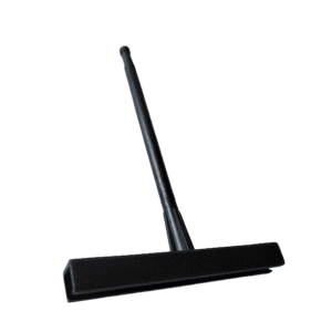 A black long-handled squeegee, isolated on a white background, features design precision comparable to the Finnpipette F2 & F3 / Fisherbrand Elite Piston Bar, 8ch & 16ch, All Volumes (Thermo Scientific).