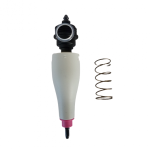 The E1 ClipTip Tip Cone Assembly, Single Channel, 12.5μL (Thermo Scientific) features a cylindrical body, metal spring, and black/pink nozzle—ideal for single channel use—displayed side by side on a white background.