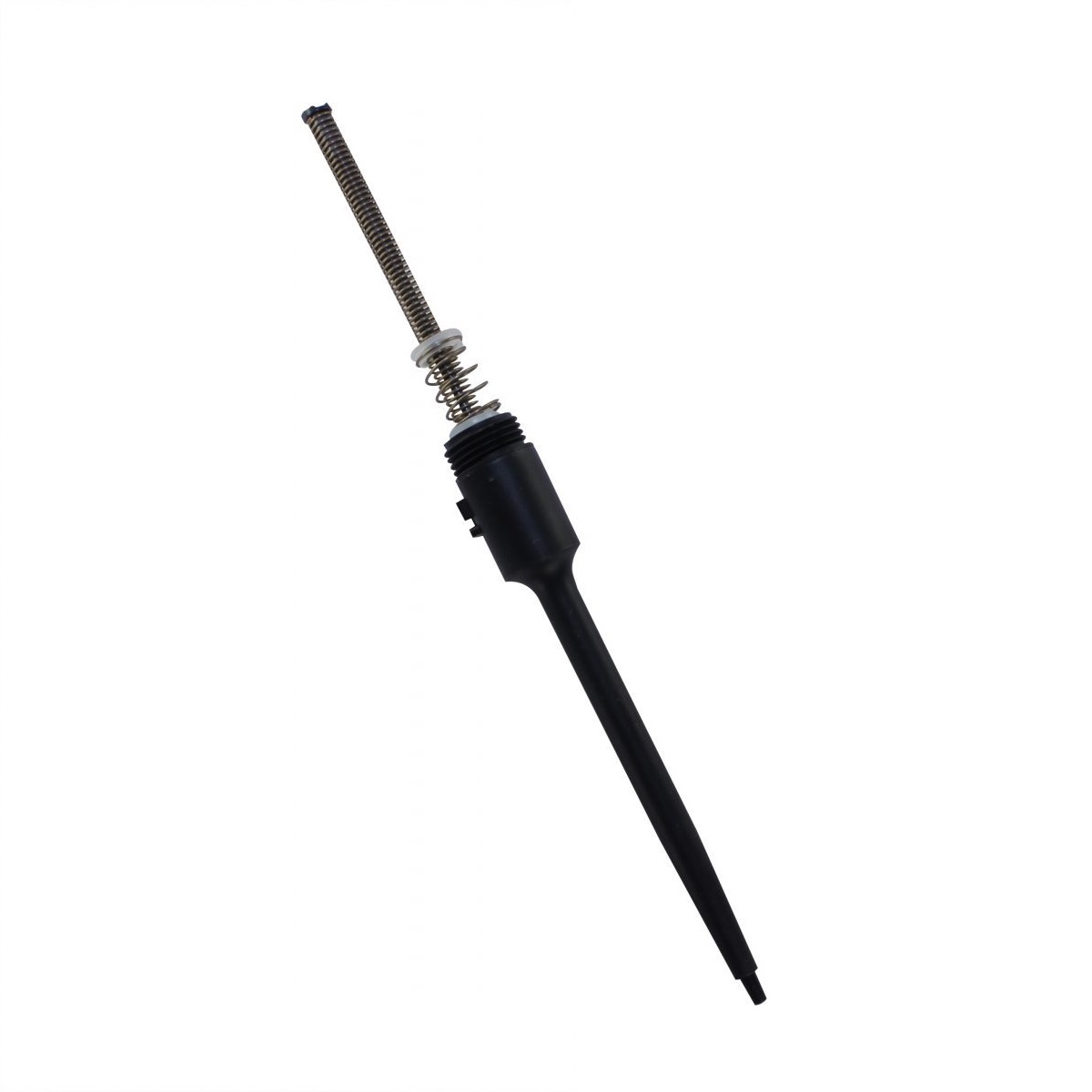 A black ignition coil with spring and connector, shown on white background—comparable in precision to the Thermo Scientific Finnpipette F2 Tip Cone Assembly, Single Channel, 10μL Micro.