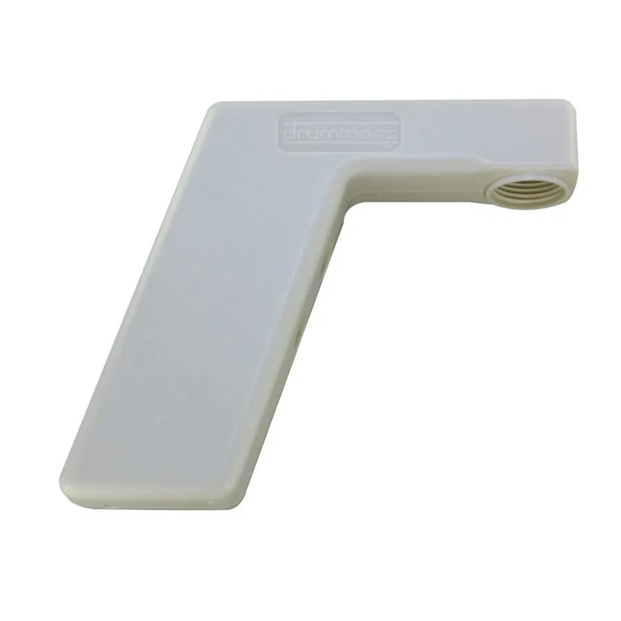 The Original Pipet-Aid Handle Shell (Drummond) is a white, L-shaped plastic handle with a threaded end for attachment to compatible Drummond Pipet-Aid devices.