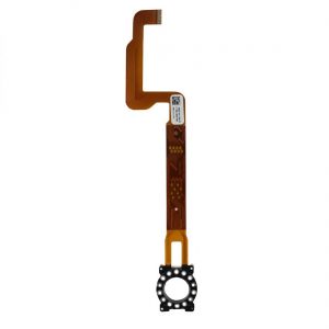 A flexible printed circuit ribbon cable with a circular end component, small QR code, and label, designed for use with the Eppendorf Repeater M4 / Multipette M4 Combitip Sensor system.