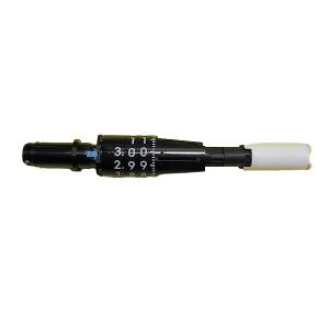 A close-up of a black torque screwdriver with a numeric shaft scale and white handle, compatible with Sartorius mLINE Machinery Complete, Single Channel, 3μL.
