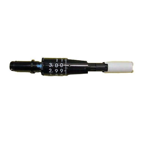 A close-up of a black torque screwdriver with a numeric shaft scale and white handle, compatible with Sartorius mLINE Machinery Complete, Single Channel, 3μL.