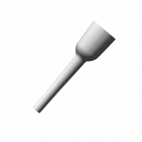 BT 704631 A white plastic Transferpette S Lower Part of Ejector, Single Channel, Older Version, 0.5-10μL (BrandTech), with a narrow stem and wider bulb at one end, is shown on a plain background.