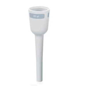The Transferpette Electronic Lower Ejector Housing, Single Channel, 2-20μL (BrandTech) is a laboratory accessory compatible with single channel pipettes for 2-20μL liquid handling.