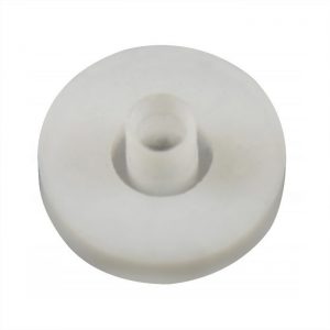 The Transferpette Sealing Ring, Multichannel, 25μL (Older Version) by BrandTech is a white, round plastic or rubber disc with a central cylindrical protrusion, shown against a plain white background.