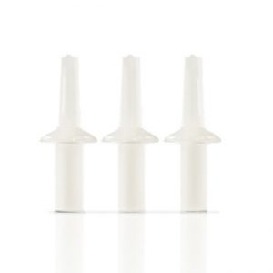 Three Drummond Digital Microdispenser Plunger Tips (1000μL, 3 Pack) are arranged upright in a row on a plain white background.