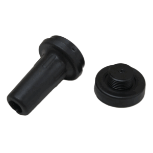 Original Pipet Aid / Portable Pipet-Aid EZ Grip TC Nosepiece (Drummond) with black plastic hose adapter and separate threaded cap, both displayed on a plain white background.