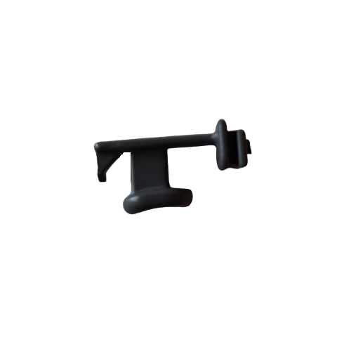 The Portable Pipet-Aid XL Nosepiece Release (Drummond) is a small black plastic nosepiece with a horizontal bar and perpendicular base, designed for the Drummond Portable Pipet-Aid, shown isolated on a white background.