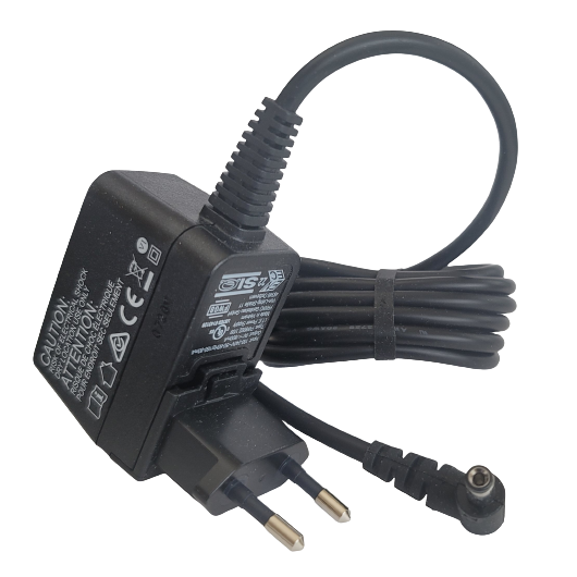 DR 4-000-081 Pipet-Aid Hood Mate Power Supply, 220V, Euro (Drummond) with two round prongs, certification labels, and a coiled cable ending in a right-angled barrel connector for Pipet-Aid devices.