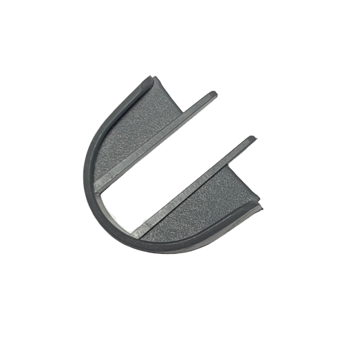 DR 4-000-522 A gray, semi-circular plastic or metal clip with an open slot and two parallel inner ridges—compatible with the Portable Pipet-Aid XP2 Filter Lock (Drummond)—shown on a white background.