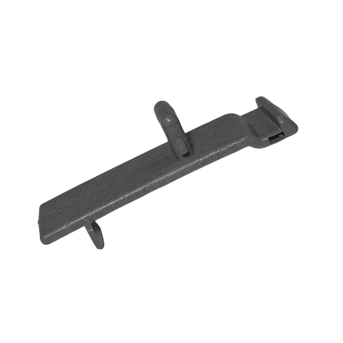 A black, rectangular metal Portable Pipet-Aid XP2 Front Cover Hold-Down Clip (Drummond) with two hooks and a top loop, shown on a plain white background; designed for secure attachment to Drummond instruments.