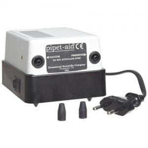 The Original Pipet-Aid Complete Pump, 220V (Drummond) features two rubber nozzles and a European plug, designed for efficient lab pipetting.
