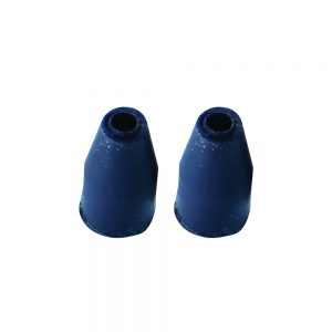 Two dark blue, conical Original Pipet-Aid Pump Replacement Filters, 2 Pack (Drummond), stand upright on a plain white background.