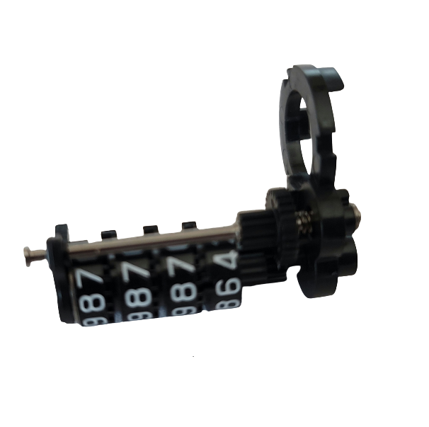 The Research Plus Counter Assembly (2.5µL, 20µL, 200µL, 300µL) features numbered rotating dials and a black plastic frame—ideal for Eppendorf lab applications—shown isolated on a white background.