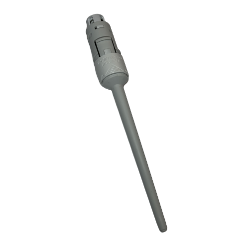 The Reference 2 Lower Part, Yellow, 100μL (Eppendorf) is shown on a white background; it features a cylindrical handle and long, narrow shaft for precise 100μL measurements.