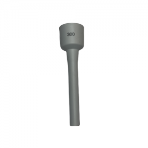 An orange Eppendorf Reference 2 Ejector Sleeve, 300μL, with a narrow stem and wider top, is shown against a white background.
