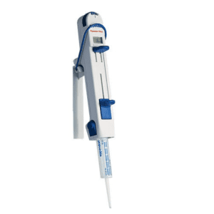 The Maxipettor, Multipette, Repeater, and Repeater Plus Wall Mount by Eppendorf are digital laboratory micropipettes with blue adjustment buttons, designed for precise liquid measurement and transfer.