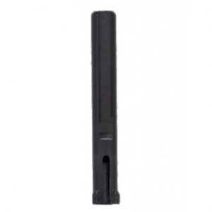 The Reference 2 Stroke System Disassembly Tool (Eppendorf), a black, rectangular tool with a grooved side and notched end, is displayed vertically on a plain white background—perfect for Eppendorf equipment maintenance reference.
