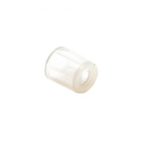 A small, clear plastic cylindrical Purge Spring Guide spacer for Gilson Pipetman Classic P2, P10, P20, P100, and P200 models is shown against a white background.