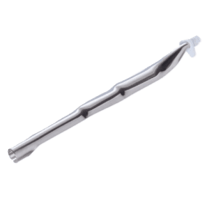A Gilson Pipetman Tip Ejector (P1000 series) features a metal body with a grooved handle and white plastic end, shown isolated on a white background.