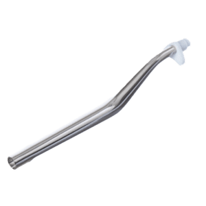 A Pipetman Tip Ejector for P100, P100G, P100L, and P100N models by Gilson, featuring a stainless steel body with a white plastic end, shown isolated on a plain light background.