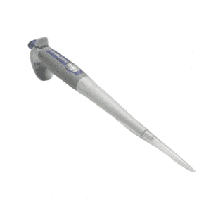 The SoftGrip Adjustable Volume Single Channel Pipette 100-1000µL, 1mL (Hamilton) in gray and white offers precise liquid handling with its adjustable dial, ideal for scientific experiments.