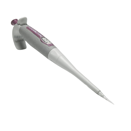 HA_55019-32 The SoftGrip Adjustable Volume Single Channel Pipette 0.2-2µL (Hamilton) features a pink plunger and white tip, ideal for precise liquid measurement and transfer in laboratory settings.