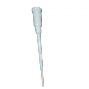 Nichipet Premium Nozzle Cylinder, 20μL (Nichiryo): white plastic cylinder with a threaded top and tapered end, designed for liquid dispensing in Nichipet Premium 20μL pipettes.