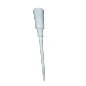 The Nichipet Premium Nozzle Cylinder, 10μL (Nichiryo) is a white pipette tip adapter with a wide top and narrow tapered end, displayed against a white background.