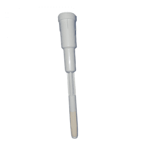 A Nichipet Premium Nozzle Cylinder, 1000μL (Nichiryo), featuring a white plastic cylindrical handle and long stem, photographed against a plain white background.