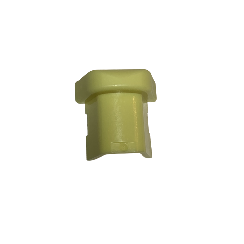 NI 00-NX2-0090014 A small, yellow, cylindrical plastic cap with a wide top, shown on a white background—compatible with Nichiryo / Oxford Ejector Button, All Volumes (Nichiryo).