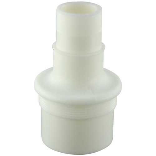NI G2-0710ML Nichipet / Oxford BenchMate I Body & Nozzle Connector, 10mL (Nichiryo): a white plastic connector with threaded and barbed ends for attaching hoses or pipes of varying sizes; compatible with Nichiryo BenchMate I Body systems.