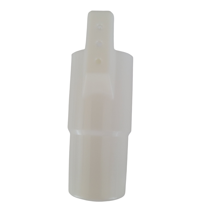 NI G2-095000X A white cylindrical plastic component with a tapered end and two holes near the top, the Oxford Benchmate Tip Ejector Pipe (5000μL, Nichiryo) is designed for precise liquid handling.